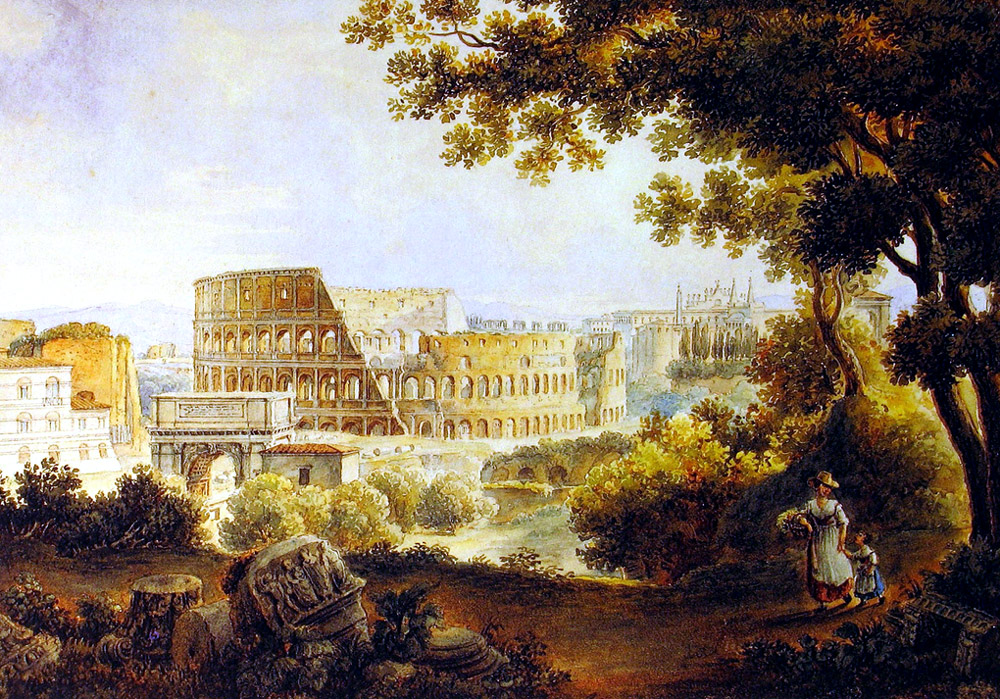 Giovanni Riveruzzi, Il Colosseo dagli orti della Farnesina